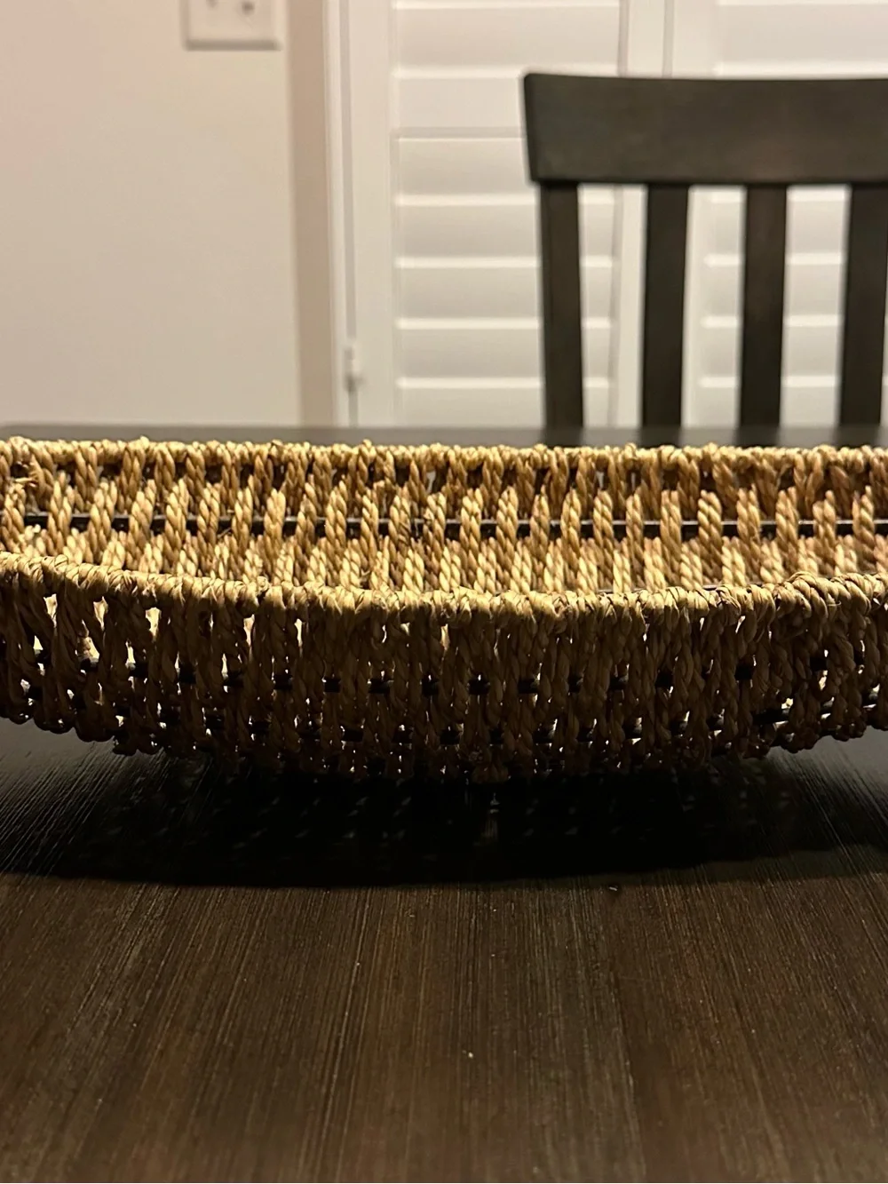 Vintage BURLINGTON BASKET CO Woven Gondola Boat Tray Wood Handles